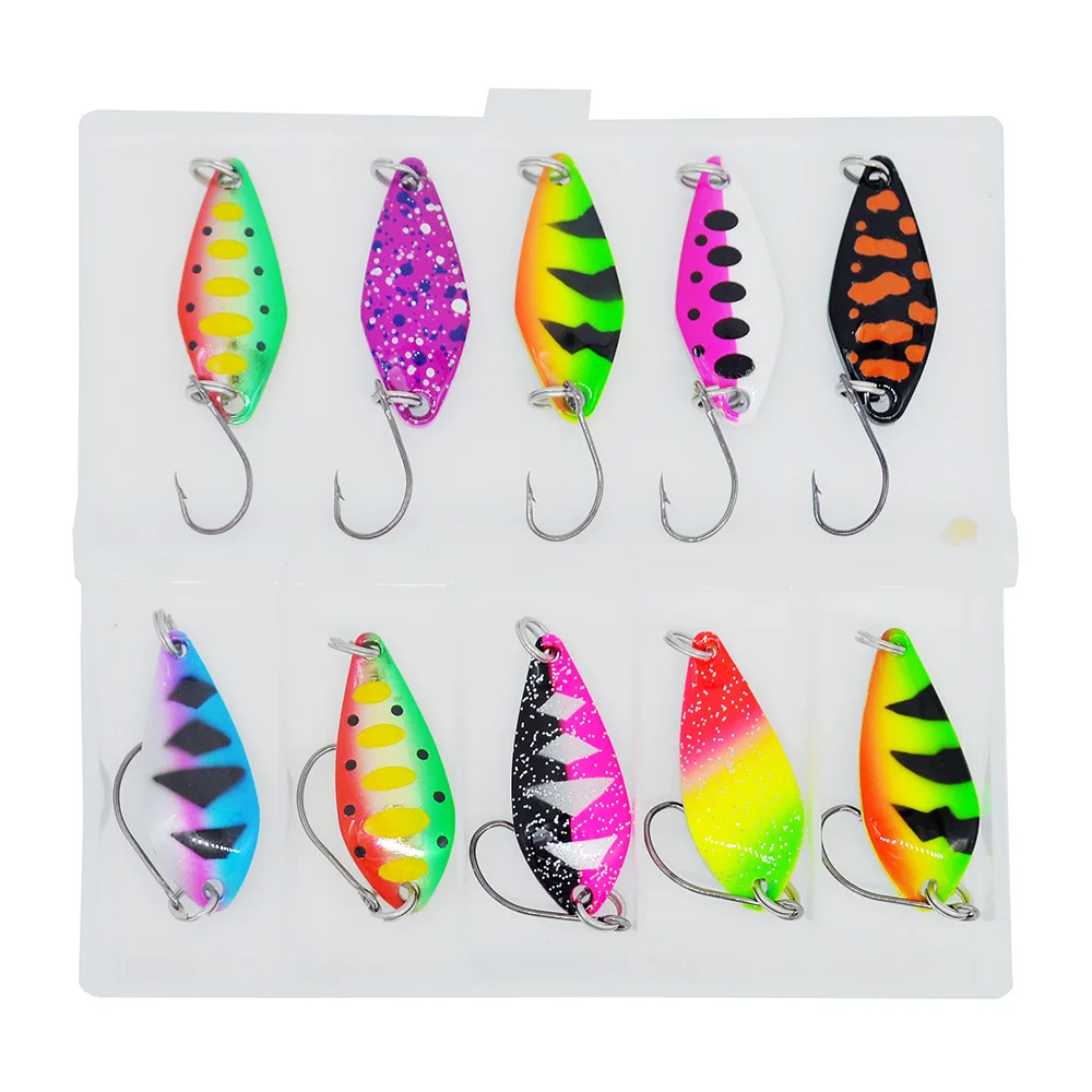 MUKUN 5 uds señuelo para trucha cuchara cebo 3g 3,6g pintura colorida cobre Metal Señuelos de pesca artificiales para trucha perca Chub - imagen 3