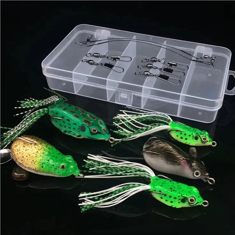 WEIHE-kit de cebo de pesca de rana suave, señuelo de pesca suave, accesorios de goma de silicona, juego de rana Ray/unidad de pesca - imagen 5