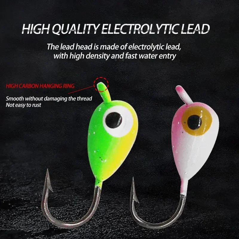 6 unids/set plantillas de pesca manivela Jig Head Hook pesca en hielo de invierno cebo suave Artificial señuelo de pesca de trucha - imagen 2