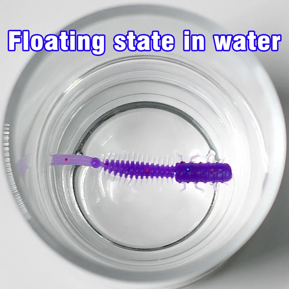 MNFT 60 uds 45mm/0,4g Luya señuelo de pesca suave raíz de PVC cebo de pez espiral de 3 colas cebo de babosa multicolor - imagen 5