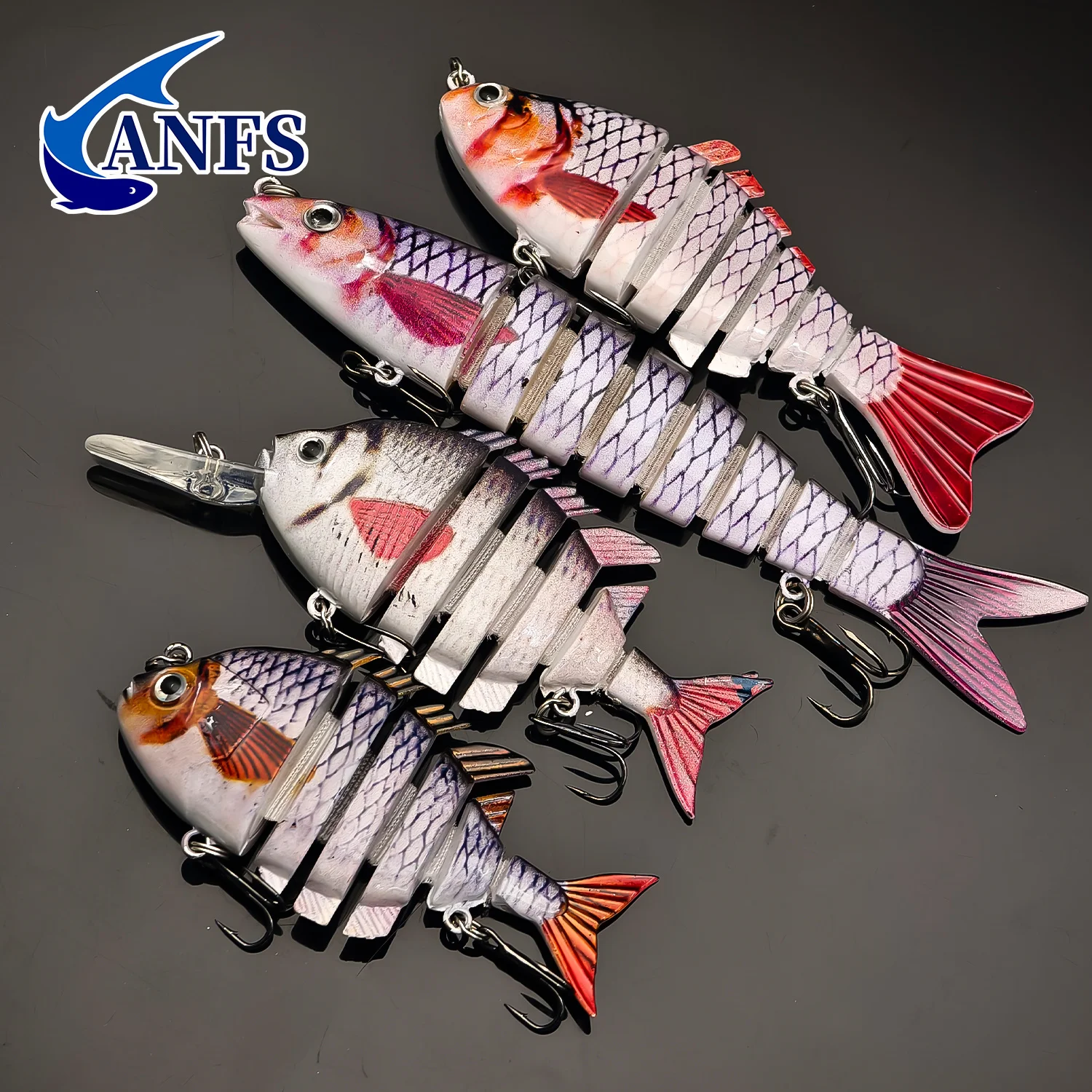 ANFS 4-delige multi-segment swimbait kunstaasset - zinkende crankbaits voor snoek - perfect voor zoet- en zoutwatervissen - imagen 4