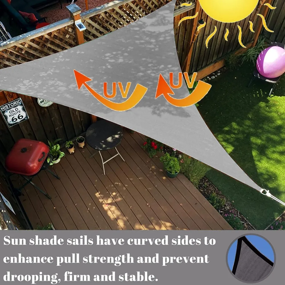Vela triangular para sombra de sol, dosel impermeable para jardín, bloque UV 98%, toldo para Fiesta en el Patio al aire libre con accesorios y cuerdas de instalación - imagen 4