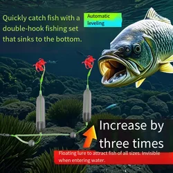 1 unidad de 2 anzuelos, aparejos de pesca para el cabello, anzuelo Iseni, anzuelo de pesca de carpa, listo para usar, tamaño 3 # -11 #   Señuelo de pesca de aparejos de carpa