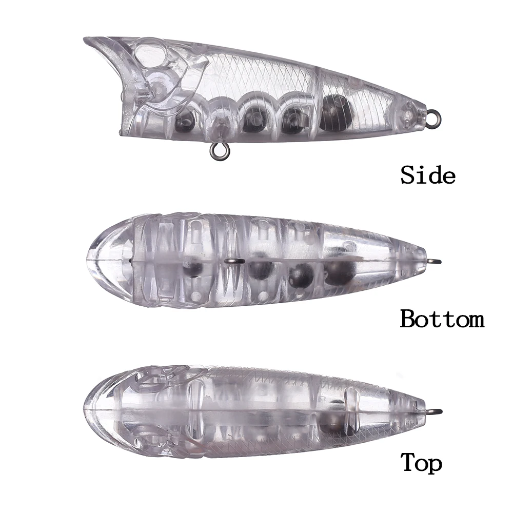 Chan'sHuang 20 piezas cebo en blanco sin pintar 70mm 11,3g sonajero Topwater Popper de boca grande DIY hecho a mano aparejos de señuelo de pesca Artificial - imagen 2