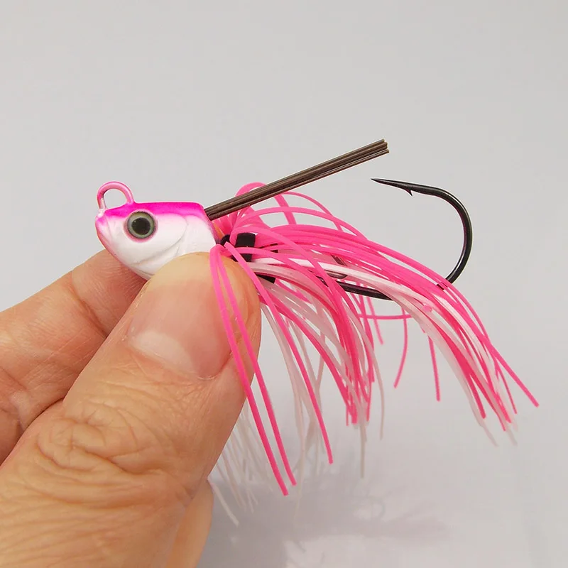 ESFISHING-anzuelo de pesca con cabeza de anzuelo, 4 Uds., 7g, 1/0, 2/0, faldas de silicona, Señuelos de Pesca, cebo suave de Metal - imagen 3