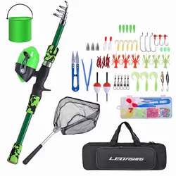 Kit iniciación pesca infantil – Caña, carrete Spincast, red y cubo