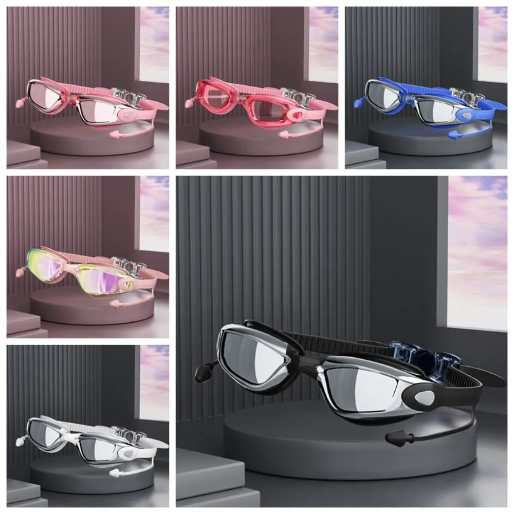 Gafas de natación antivaho con tapones para los oídos, gafas de natación de visión amplia, gafas de buceo Anti-UV ajustables, natación para principiantes - imagen 2