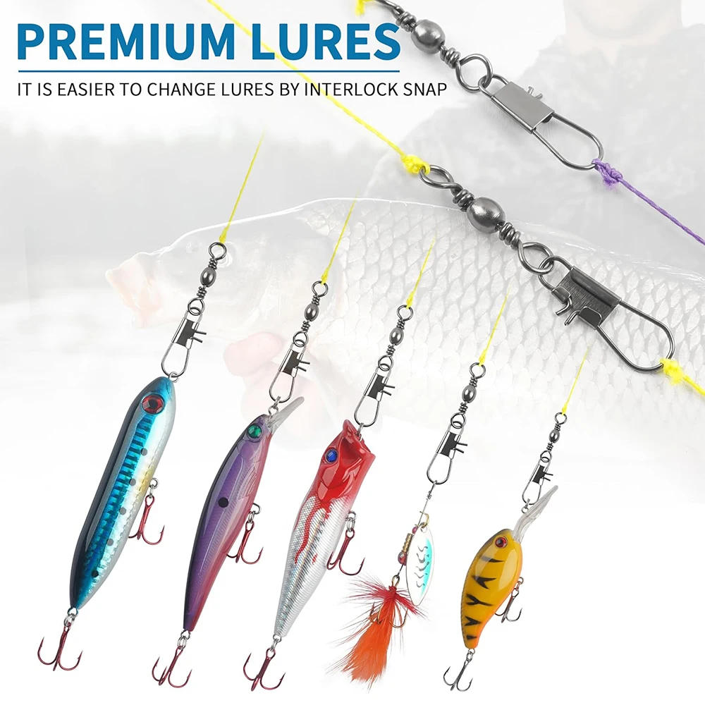 35 Uds. Brocas de pesca, broches de barril, conector de sedal de pesca, broches de enclavamiento de acero inoxidable, señuelo de pesca, giratorios a presión - imagen 5