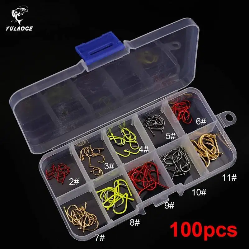 Juego de pesca pico torcido con anzuelo de pesca con púas anzuelo de pesca de acero rico en carbono accesorios para equipos de pesca de mar herramientas 100 Uds - imagen 2