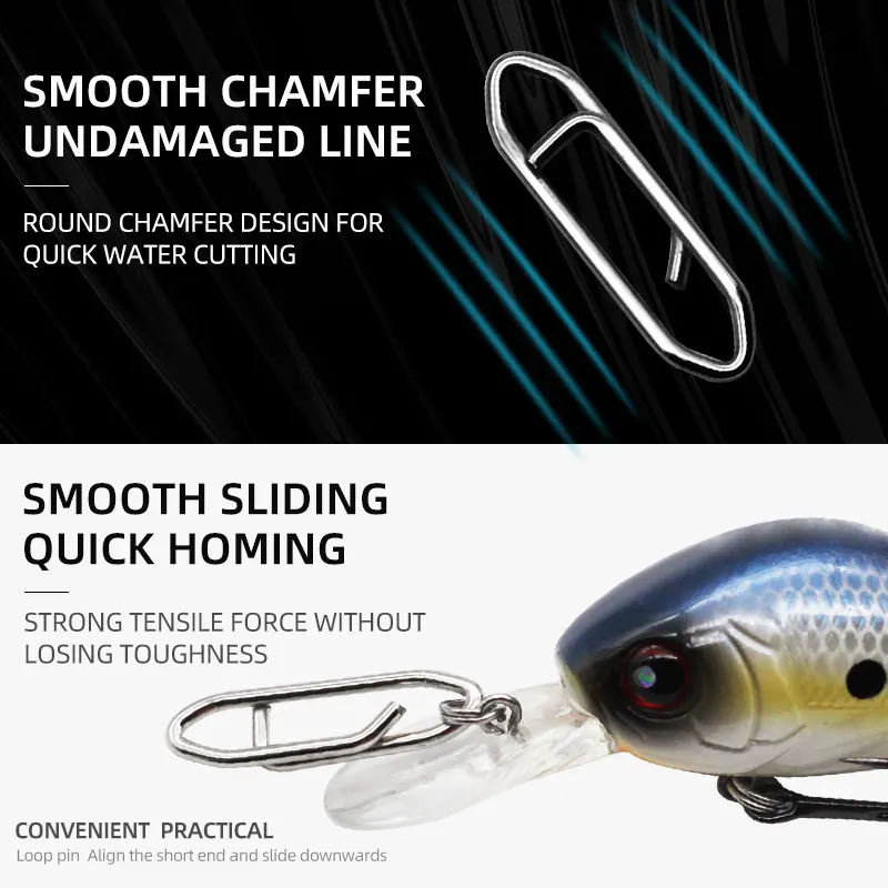 260 unids/caja tipo señuelo conector de clavija rápida anillo colgante de acero inoxidable aparejos de pesca de mar clip de papel traje plateado - imagen 2