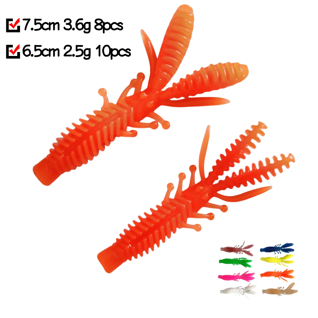 32 Uds 6,5 cm/7,5 cm TPR flotante Craw señuelo suave Señuelos de pesca camarones langosta señuelo de plástico suave Señuelos de Pesca - imagen 2