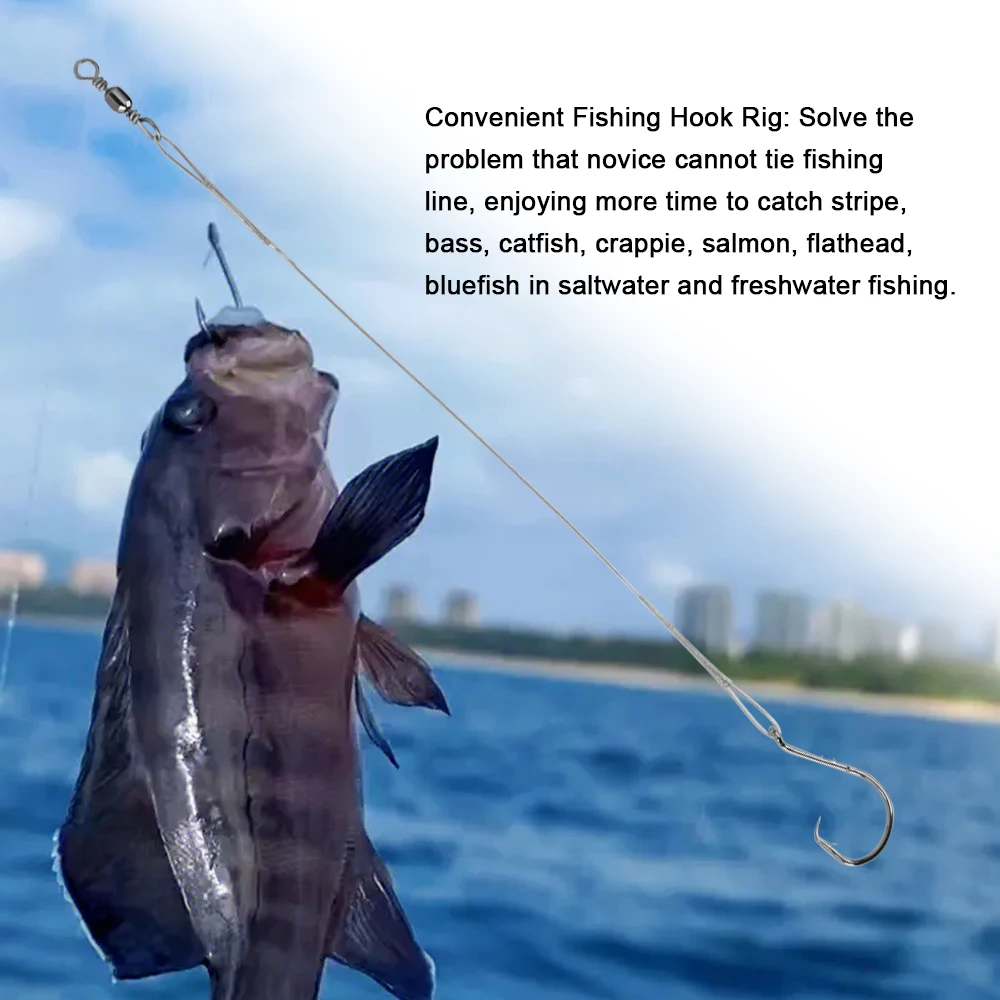 Línea de pesca de acero antimordida plateada de 20LB-60LB, líder de alambre de acero con anzuelos de púas, correa de núcleo de plomo, accesorio de pesca de alambre - imagen 4