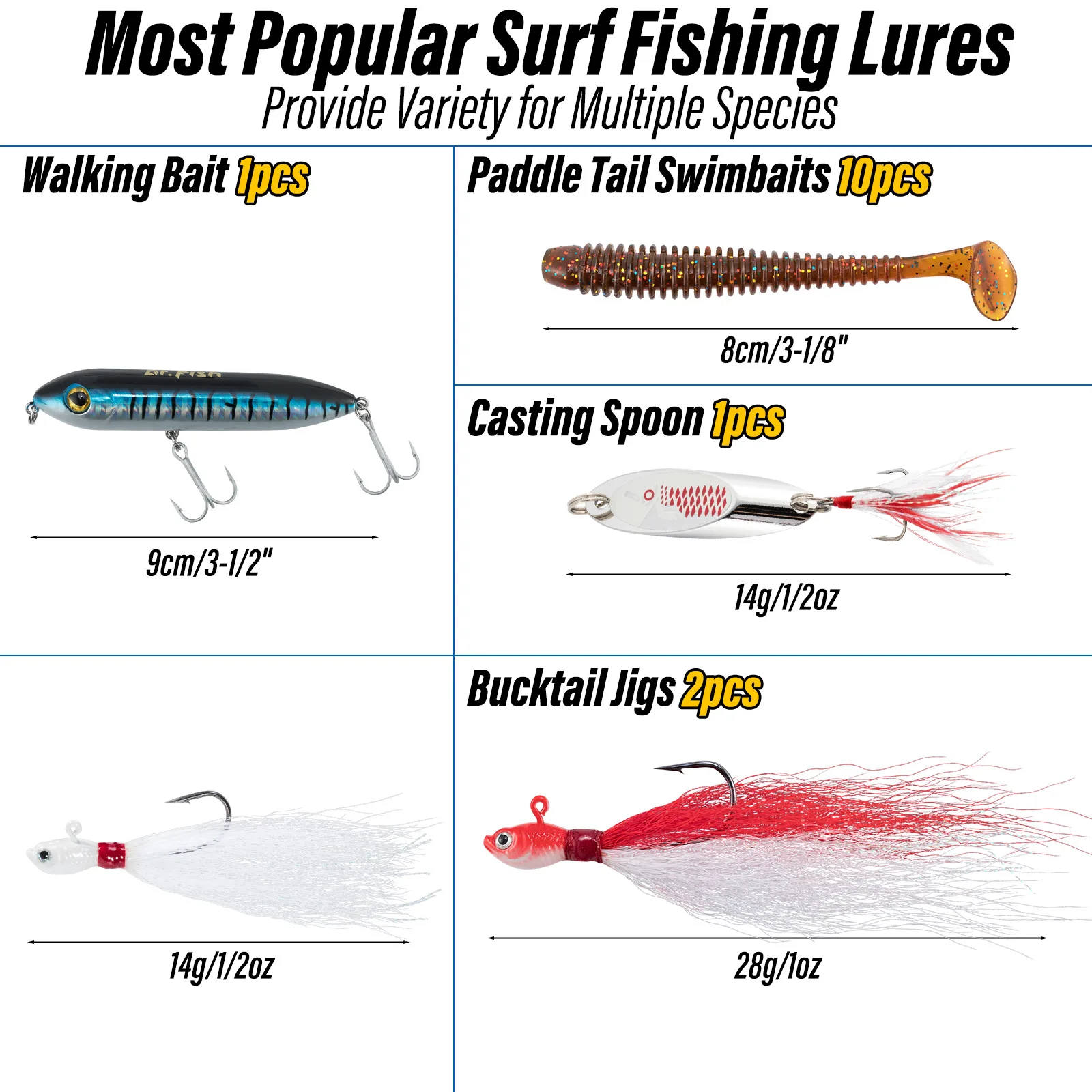 Kit Pompano Surf con Señuelos Bucktail y Accesorios - imagen 4