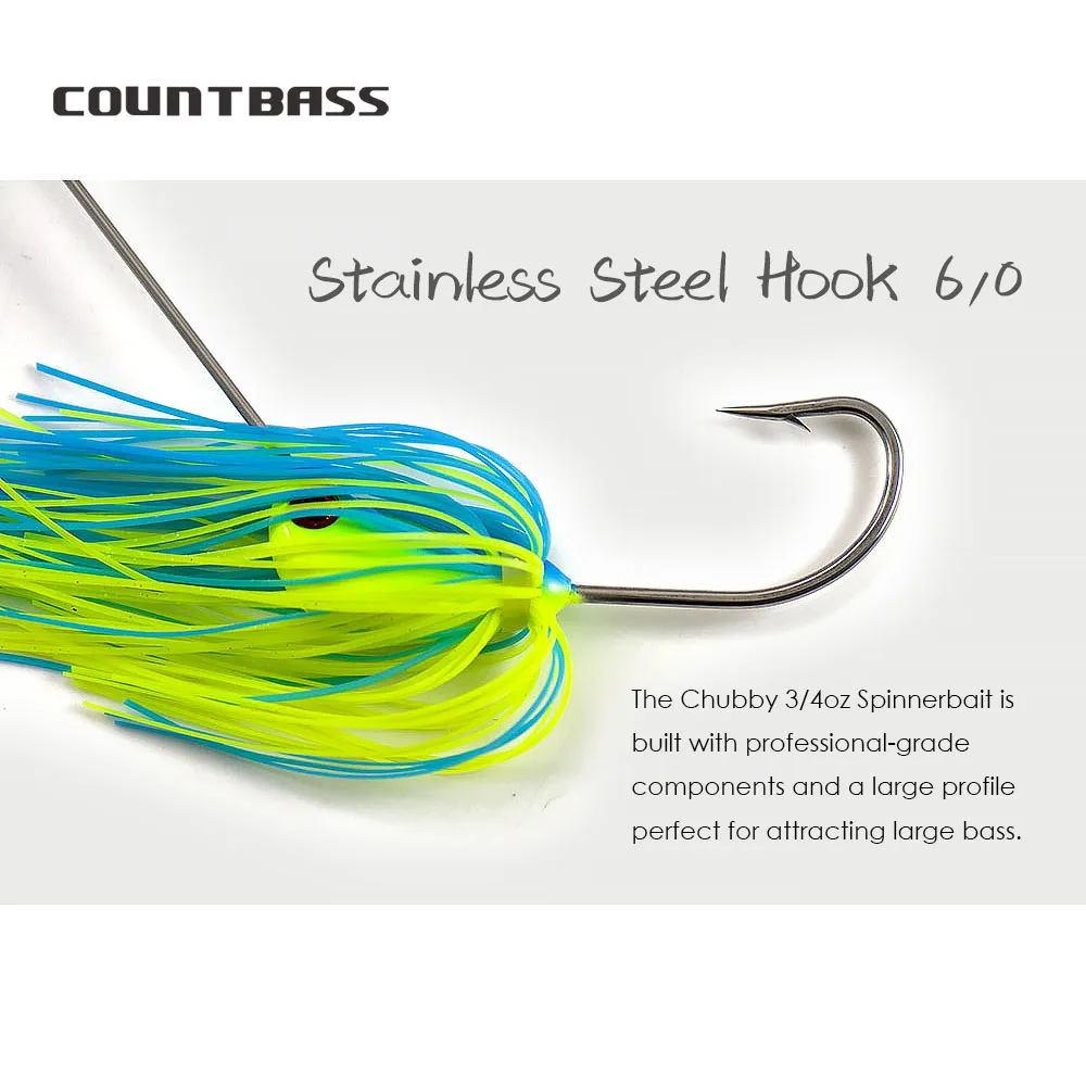 COUNTBASS-Señuelos giratorios resistentes de 3/4oz con anzuelo 6/0, cebos de alambre con faldas de silicona, Señuelos de pesca de lubina - imagen 5