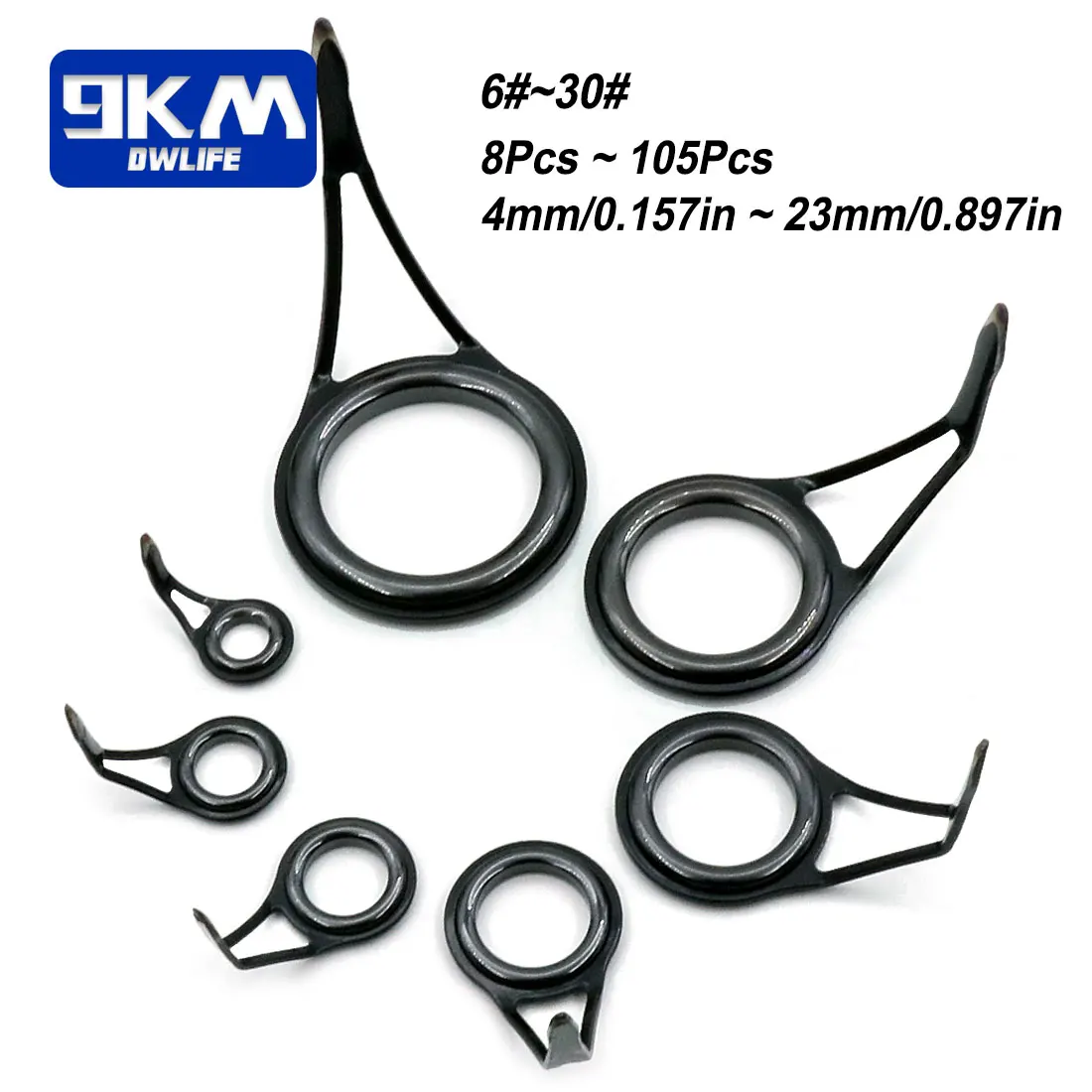 Kit de reparación de caña telescópica, guía de caña de pescar giratoria, anillo de cerámica de acero inoxidable, juego de reemplazo de construcción de caña de pescar, 8 ~ 105 Uds. - imagen 4