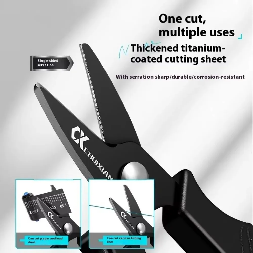 Tijeras de pesca chapadas en titanio, diseño portátil, cuerdas colgantes, tijeras para señuelos, corte de línea de PE, acero inoxidable - imagen 3