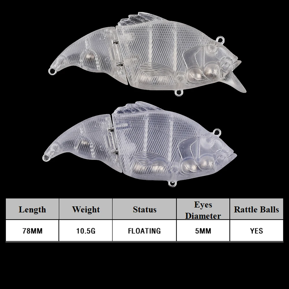 Chan'sHuang-Cebo en blanco sin pintar, 10 piezas, 75mm, 10,5g, flotante, 2 segmentos articulados, Swimbait, señuelo de pesca Artificial hecho a mano - imagen 2