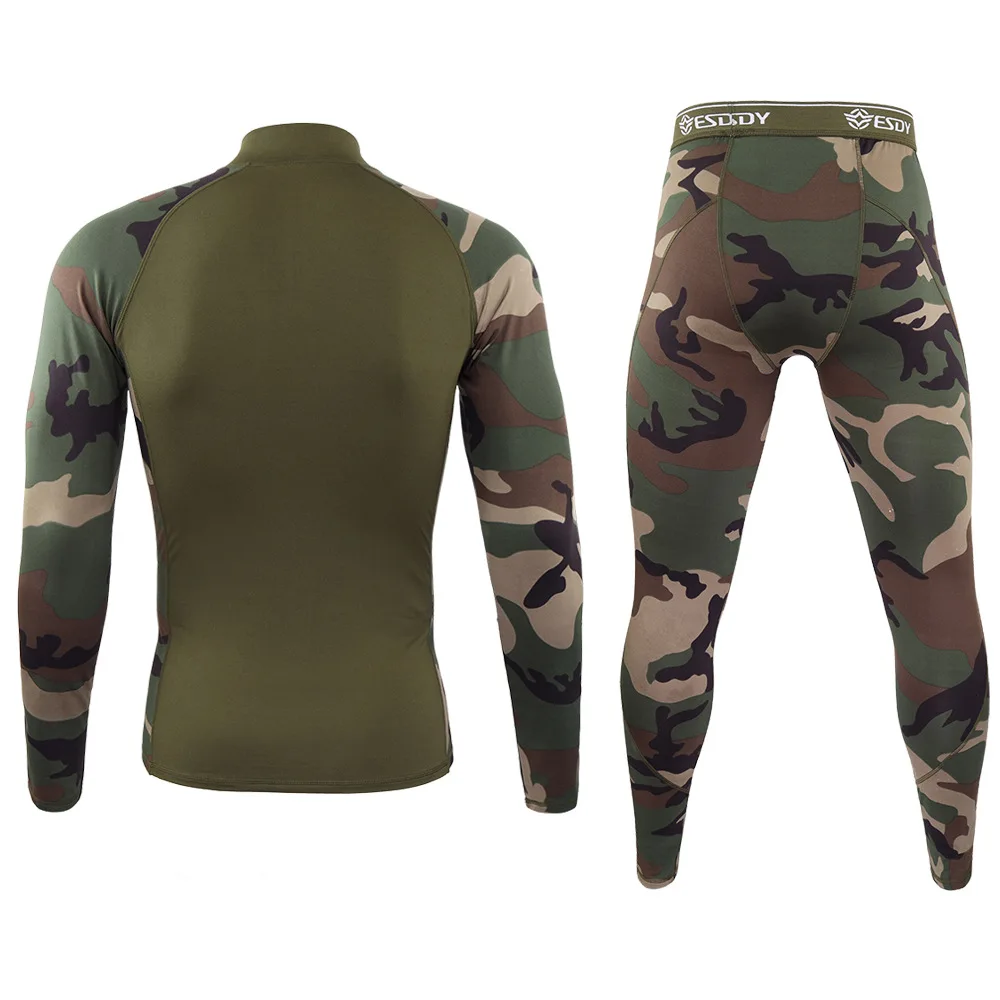 Ropa interior térmica de camuflaje para hombre, traje elástico de secado rápido, conjuntos de ropa interior cálida para deportes al aire libre, Calzoncillos largos A2F173C - imagen 3