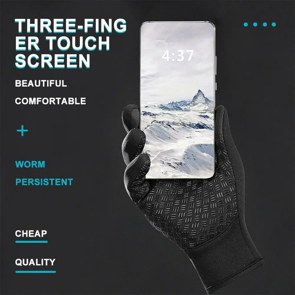 Guantes de ciclismo cálidos para exteriores, manoplas antideslizantes a prueba de salpicaduras con pantalla táctil, guantes impermeables para deportes de invierno, pesca - imagen 2