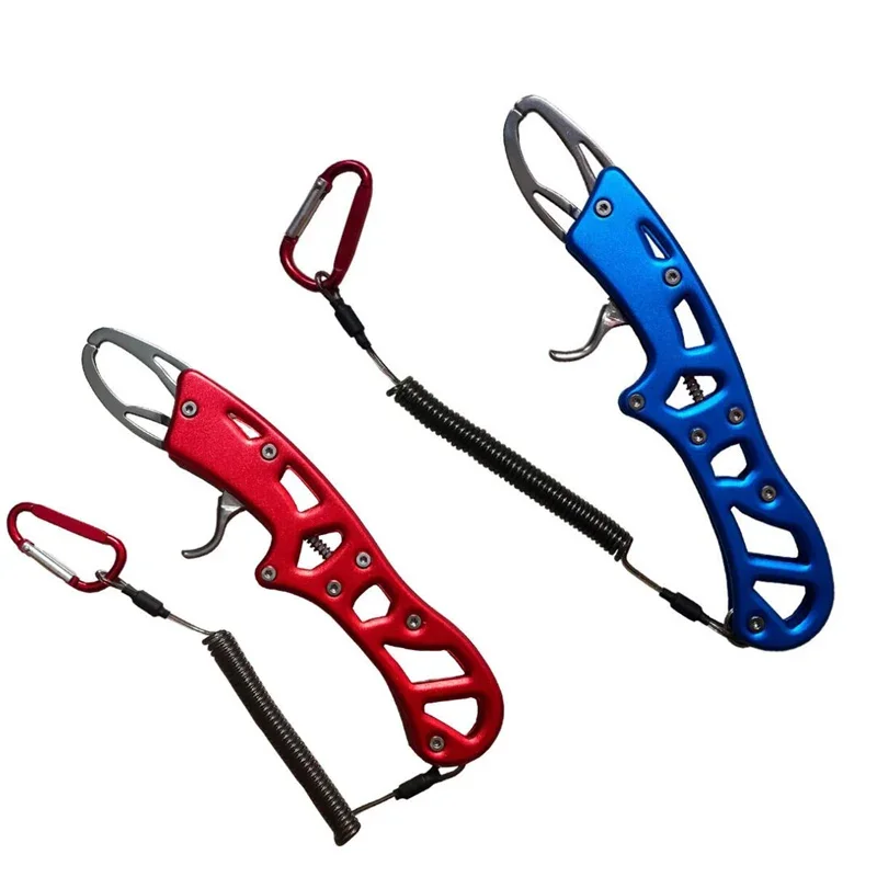 Agarre de pescado portátil de alta calidad, agarre de labio y boca, controlador de recogedor, herramientas de aparejos de pesca con cuerda de retención