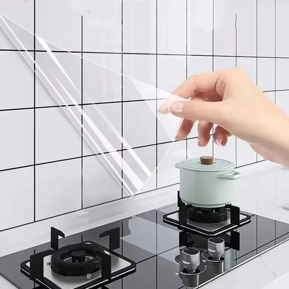 Pegatinas de pared autoadhesivas impermeables y resistentes al aceite, papel tapiz transparente, decoración para fondos de cocina y dormitorio - imagen 5