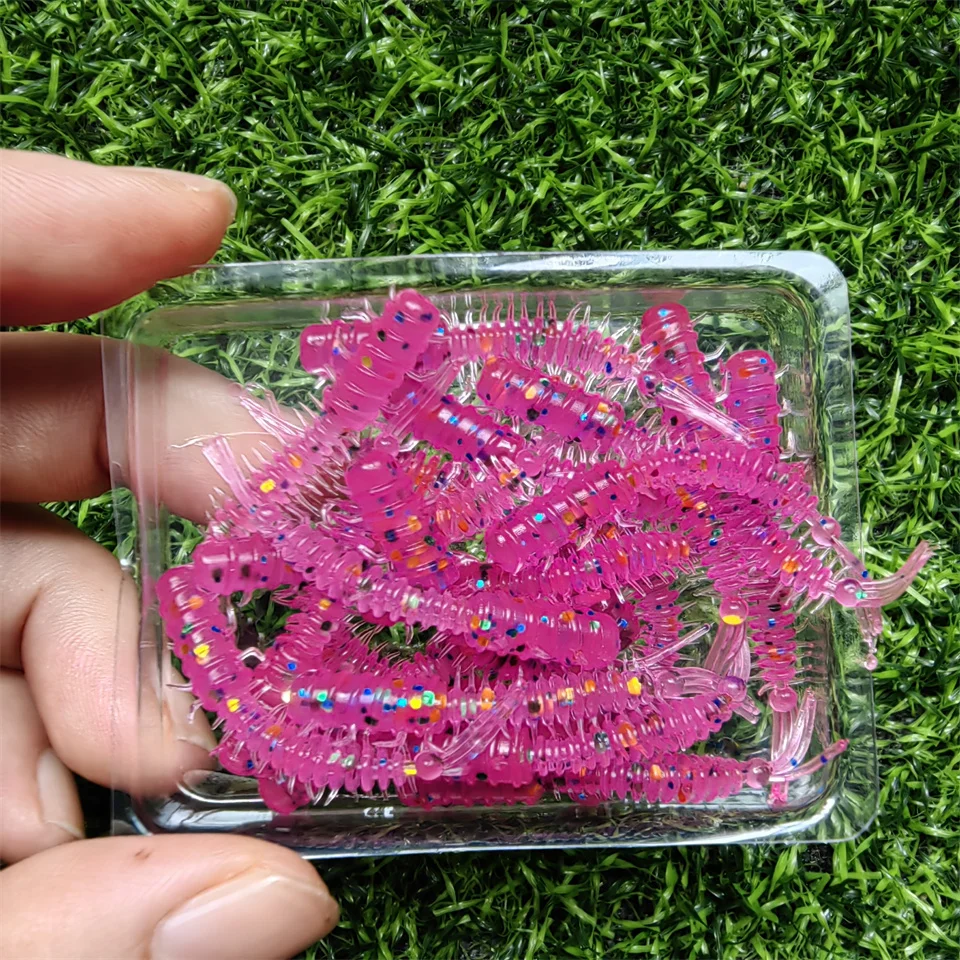 20 unids/caja cebo de silicona de gusano 45mm 0,4g cebo de goma cola recta Wobbler Kit de Señuelos de Pesca blandos con botella portátil - imagen 5