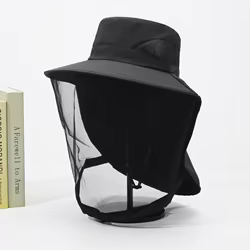 Gorros de pesca a prueba de mosquitos para hombres y mujeres al aire libre, protectores faciales, protección solar, máscaras de malla transpirable, sombreros a prueba de insectos