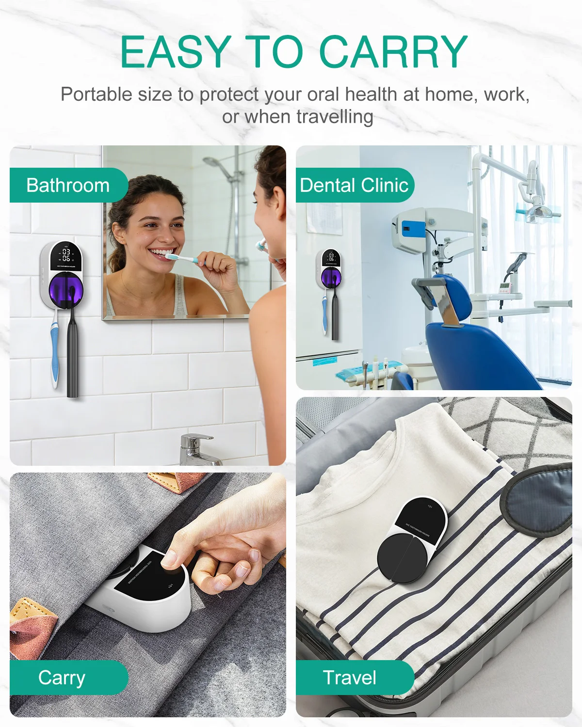 Esterilizador UV-C Doble para Cepillos de Dientes con Reloj LED - imagen 3