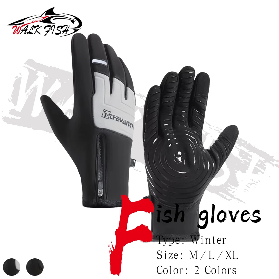 WALK FISH-guantes de pesca para invierno, antideslizantes, gruesos, para mantener el calor, mantener el calor, pantalla táctil, ciclismo, esquí, impermeables, a prueba de viento