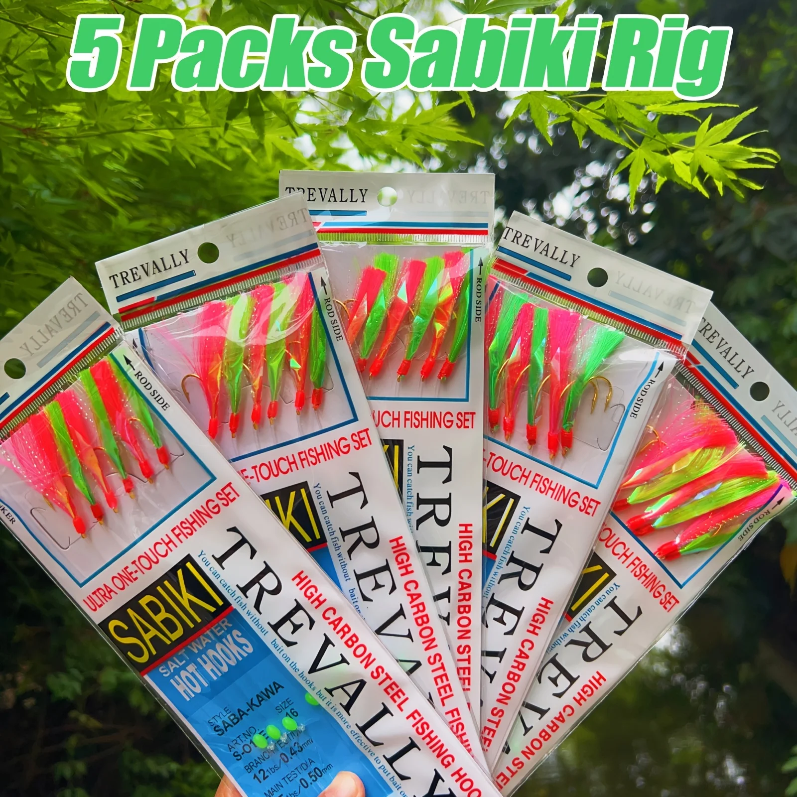 Aparejos Sabiki para caballa – Anzuelos múltiples con papel arcoíris - imagen 4