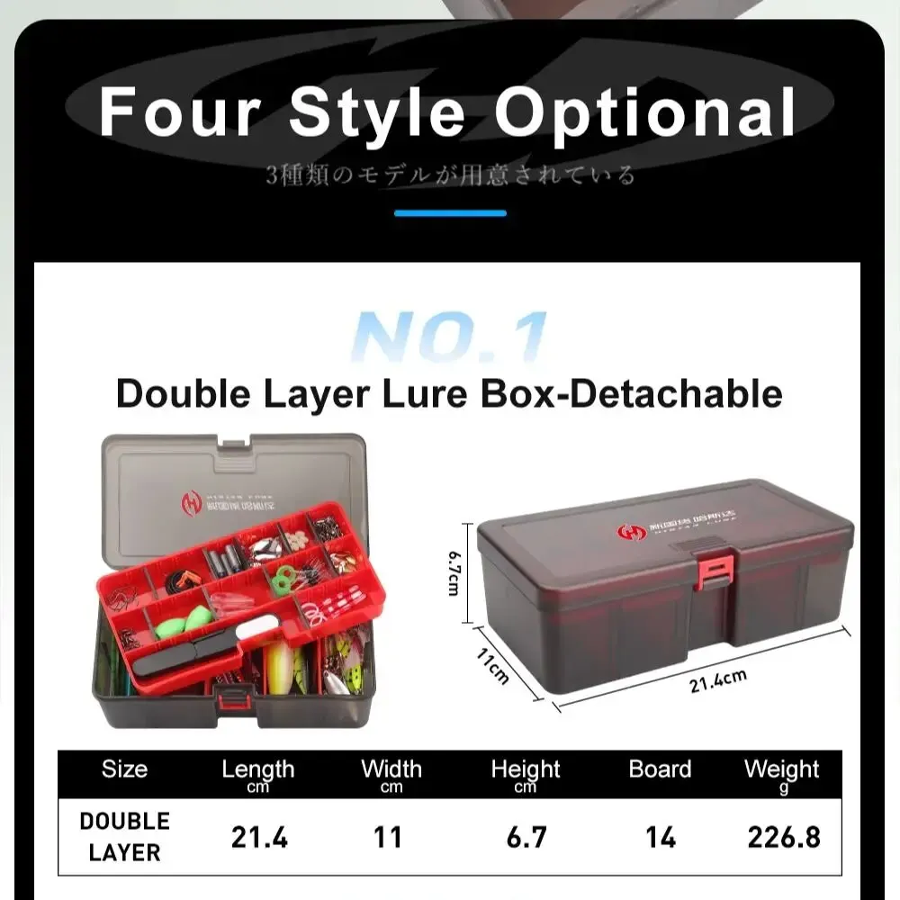 HISTAR-caja de aparejos de pesca de gran capacidad, tablero desmontable grueso de PP, antipresión, espacio ajustable, doble capa, varios tamaños, 1 unidad - imagen 2