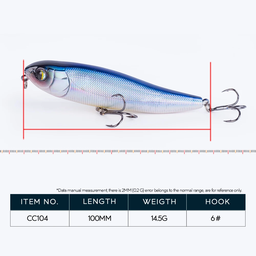 Hanlin Popper-SEÑUELOS flotantes de plástico para Pesca, anzuelos de 10cm y 14,5g con sonajero para perro, Crankbait para Lucio, aparejos de Pesca - imagen 2