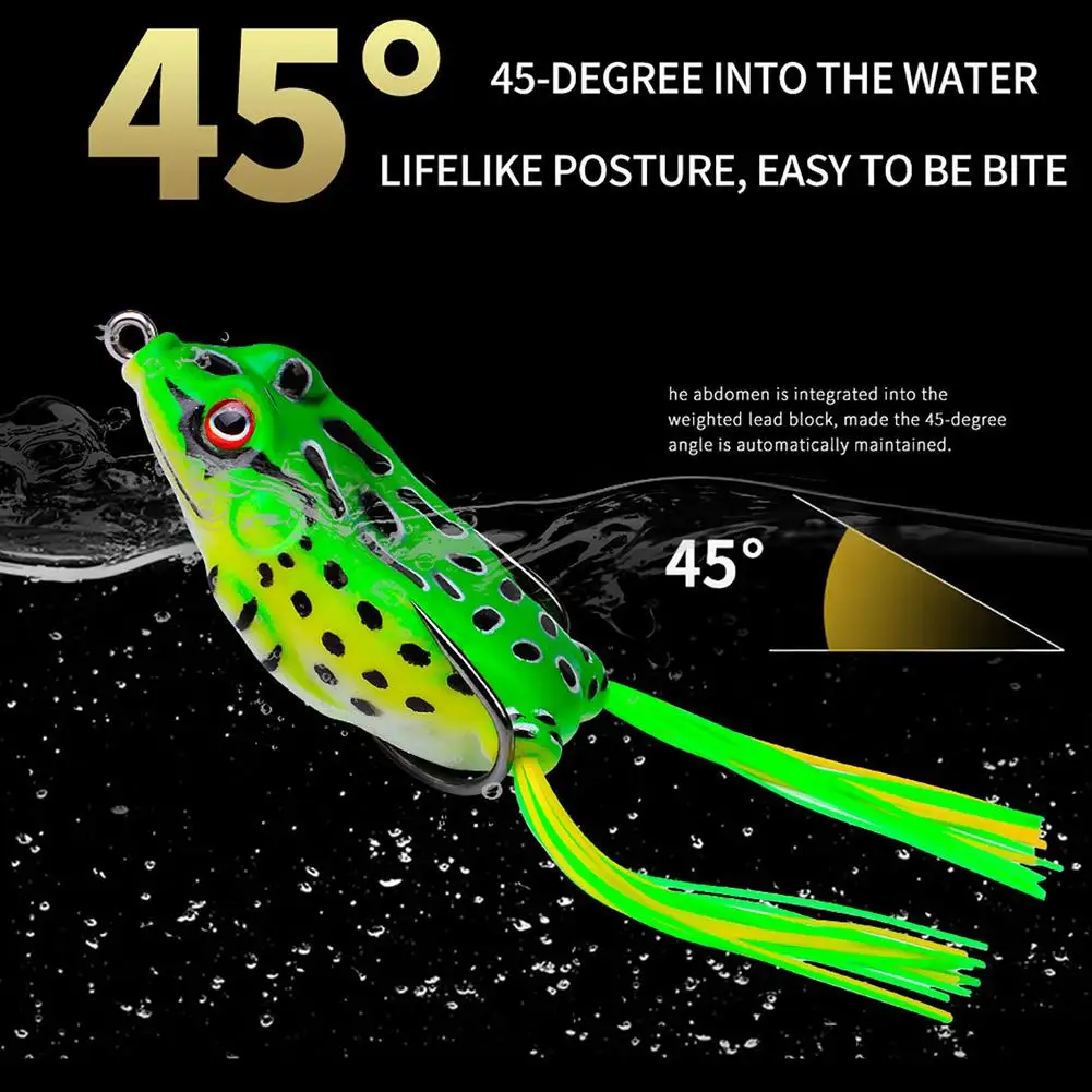 Juego de cebos de pesca de rana con ojos 3d, 5 piezas, con caja de almacenamiento, 5g, 9g, 13g, 17,5g, anzuelo doble flotante, señuelo de pesca suave falso - imagen 2
