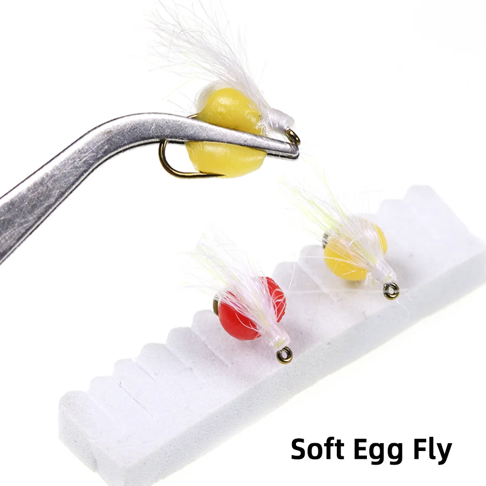 Wifreo 10 piezas # 12 huevos de ordeño suaves, mosca Artificial Glo Bug, salmón, huevos de pescado, hundimiento rápido, mosca húmeda, trucha, cabeza de acero, cebos de señuelo de pesca - imagen 5