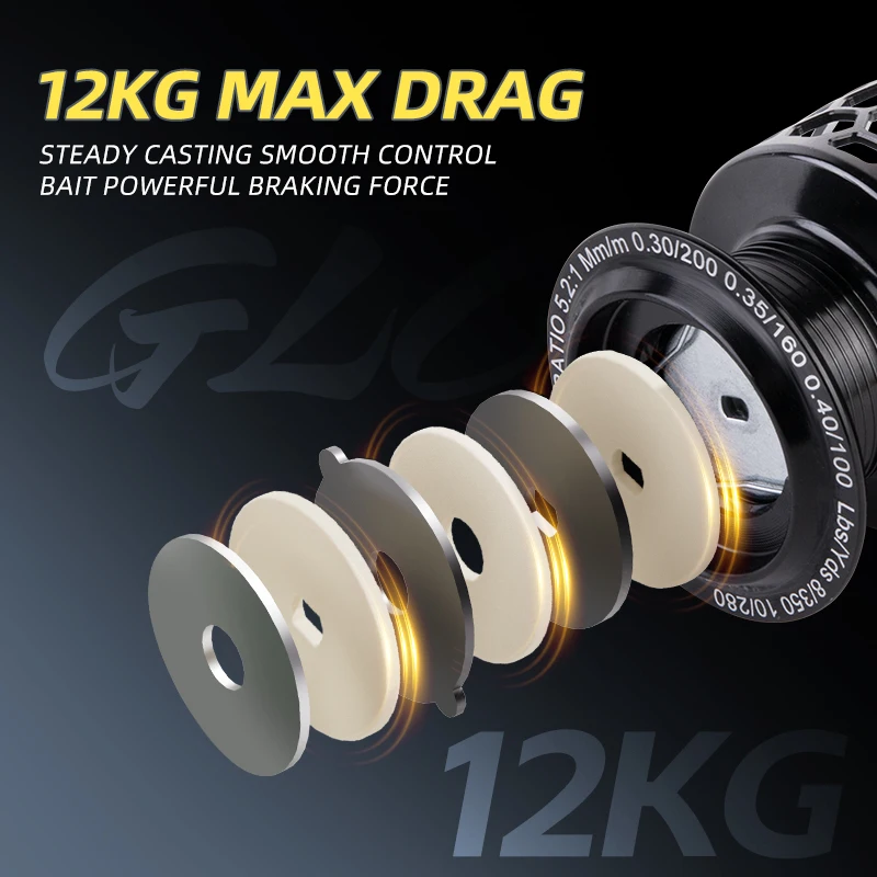 Carrete giratorio BILLINGS 1000-7000, carretes de pesca giratorios de Metal, carrete de pesca con potencia máxima de arrastre de 12KG 5,2: 1 para agua dulce y salada - imagen 3