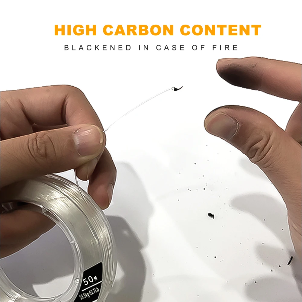 FTK 50M 100% línea de fibra de carbono Japón 0,14 MM-0,60 MM línea de pesca de fluorocarbono de hundimiento rápido líder de señuelo 5,5LB-62.7LB - imagen 4