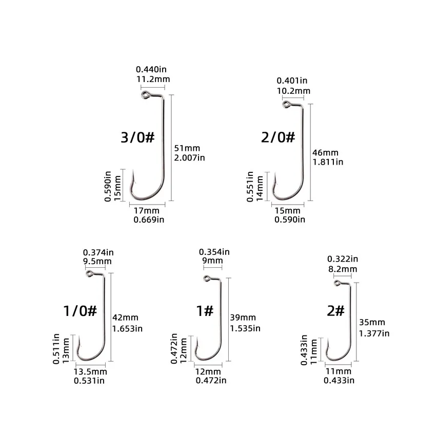 Anzuelos de pesca de 90 grados, alambre fuerte para atar moscas, agua salada, agua dulce, anzuelo Aberdeen Jig, 1, 2, 1/0, 2/0, 3/0 #, 50 unids/lote por caja - imagen 3