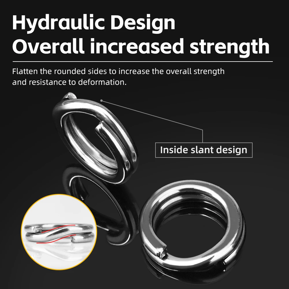MEREDIT-anillo dividido de acero inoxidable, 50 Uds., accesorios de anillo dividido ovalado doble para pesca de carpa, lubina, anzuelo giratorio - imagen 3