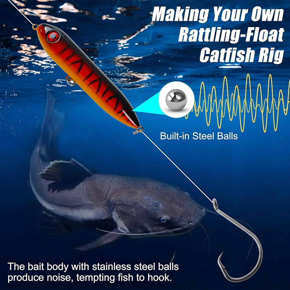 Kit de fabricación de aparejos de pesca Catfish, accesorios de aparejo con línea de ratán, señuelo flotante, caja de aparejos de pesca, 83 piezas - imagen 4