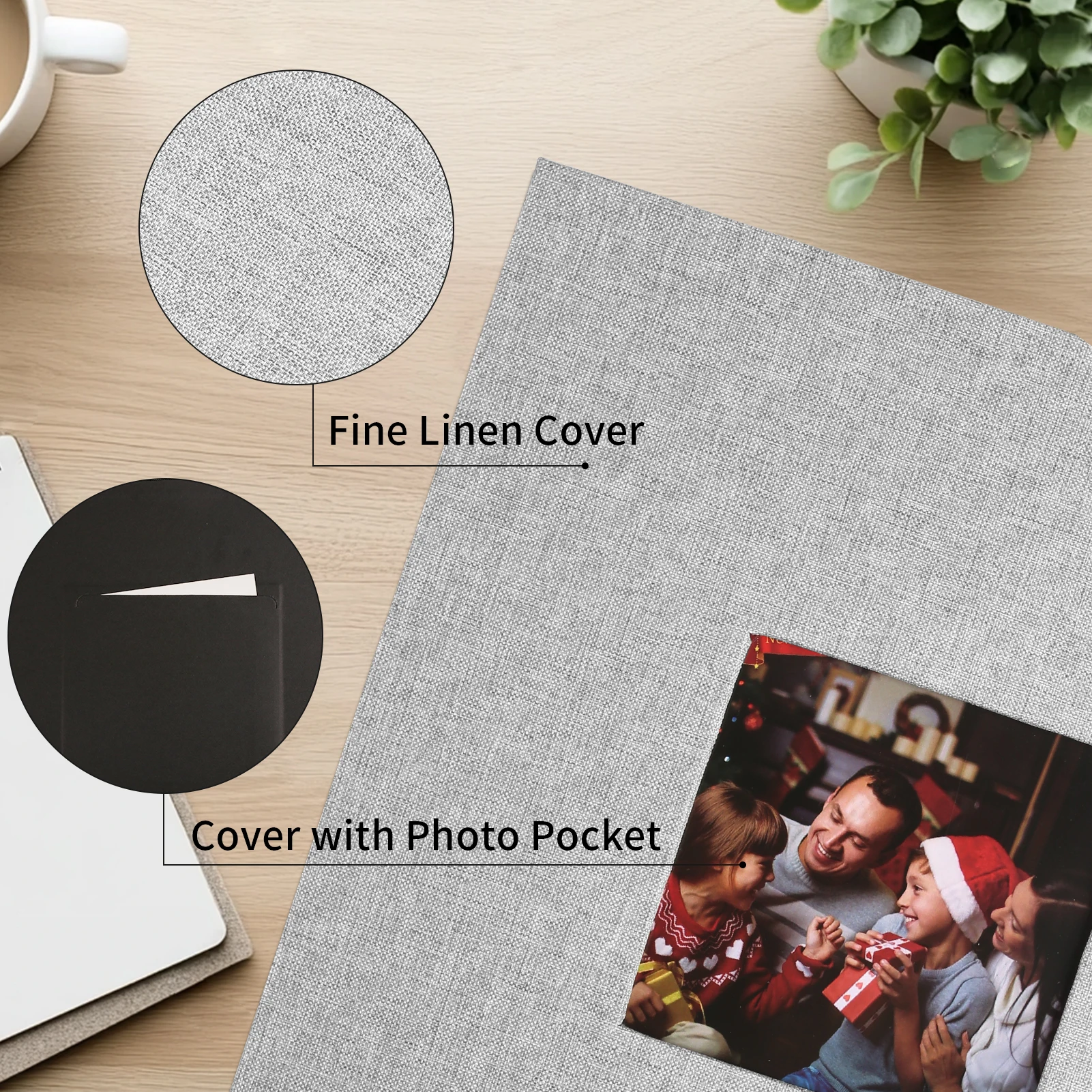 Álbumes de fotos grandes autoadhesivos de 28x27cm para fotos de 4x6, 8x10, álbum de recortes DIY, 40 páginas en blanco con bolígrafo metálico - imagen 4