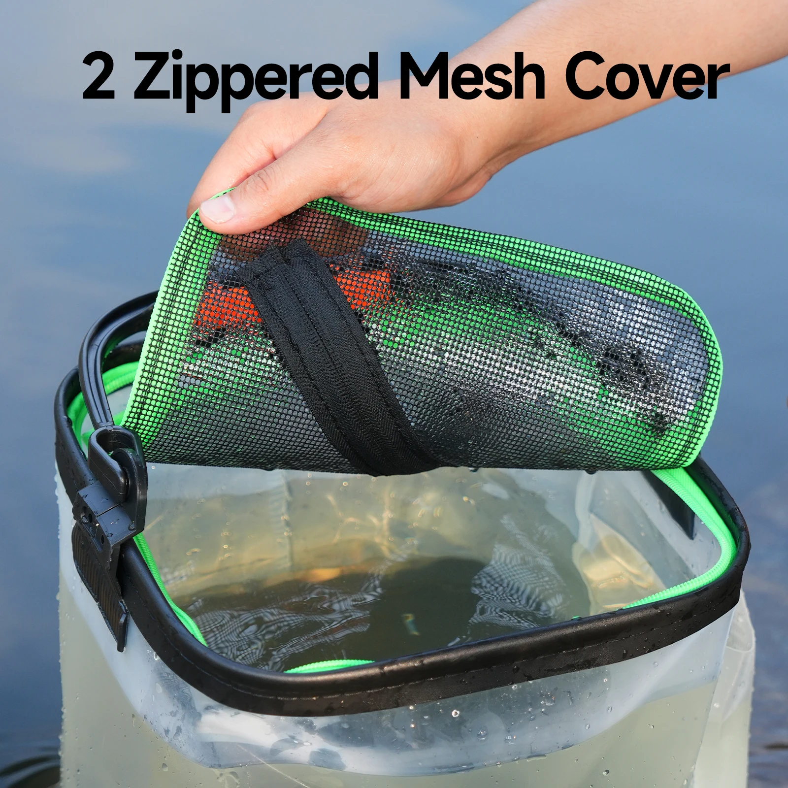 HANDING-cubo portátil transparente para pesca, cubo de agua plegable, contenedor multifuncional, cubo de protección para peces - imagen 4