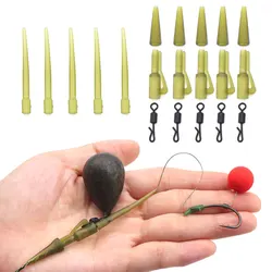 Juego de 10 accesorios de pesca de carpa, Kit de aparejos de aparejo de pelo de helicóptero, funda antienredos, Clip de plomo giratorio de pesca QC para herramienta de pesca