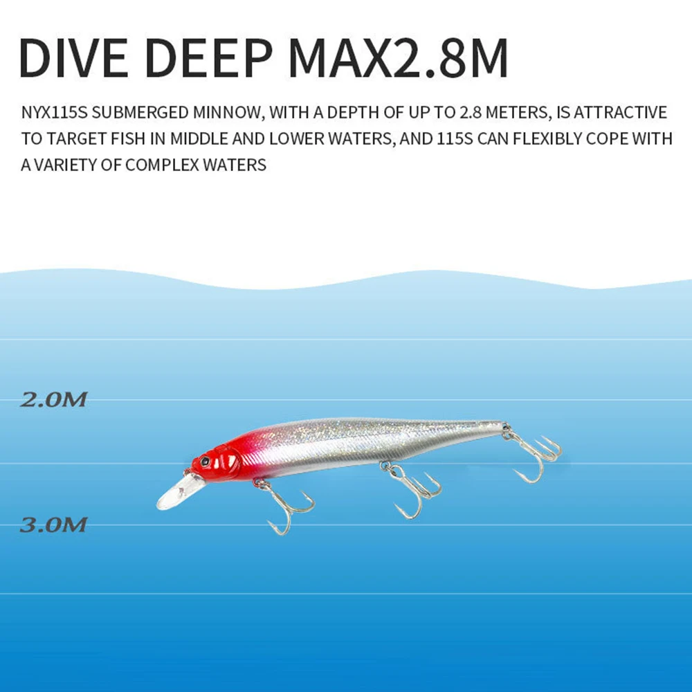 11,5 cm 16,7g señuelo de pesca Minnow Wobbler fundición larga hundimiento cebo duro Artificial pesca en agua de mar cebo falso para lubina MN705 - imagen 5