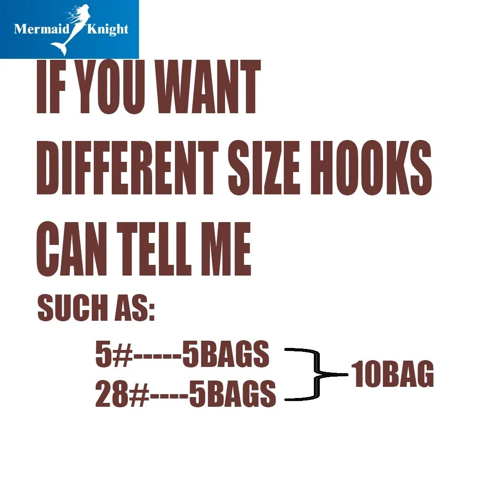 MermaidKnight MARUSEIGO-5 ~ 28 #,10 bolsas/juego, acero de alto carbono, anzuelos de plantilla de aparejos, anzuelos de pesca de carpa, anzuelos afilados de titanio - imagen 3