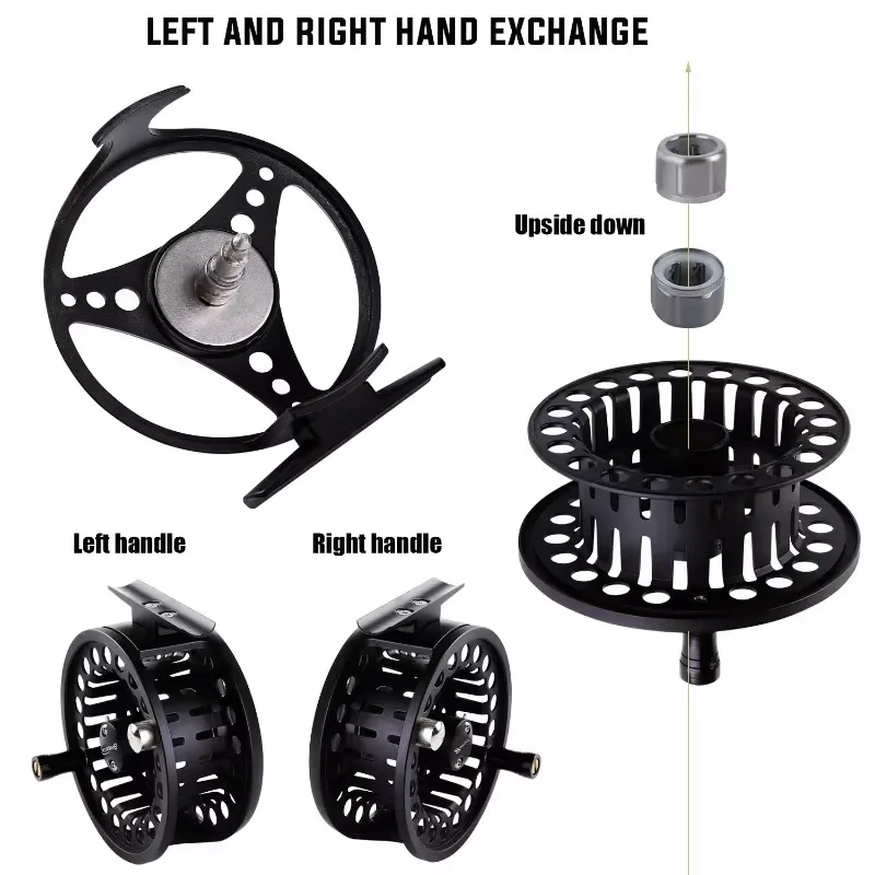 Carrete de Pesca con mosca Sougayilang, cuerpo de aleación de aluminio mecanizado CNC, eje principal de acero inoxidable, perilla de arrastre antideslizante, carrete de Pesca 5/6 - imagen 4