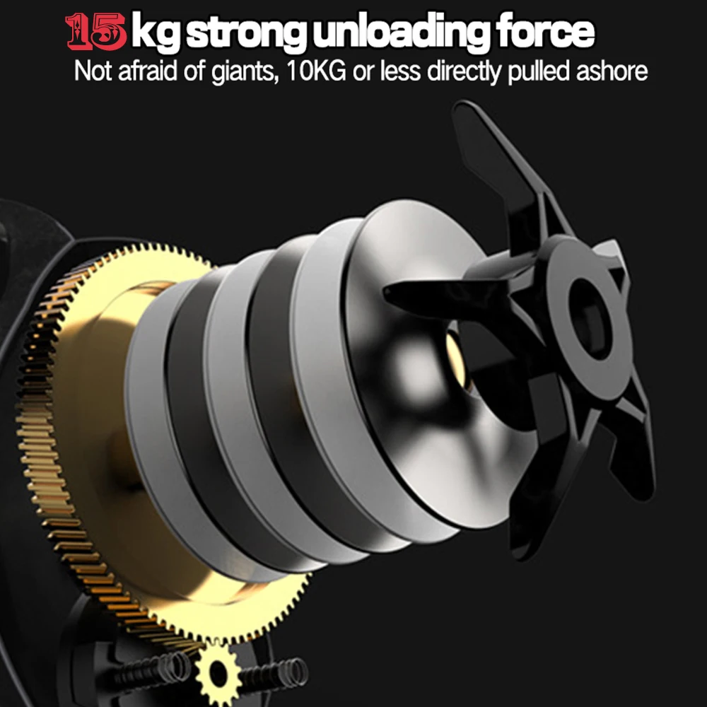 Carrete de Baitcasting de gran capacidad, rodamientos de arrastre máximo de 15KG, relaciones de engranaje 6,4: 1, marco de carbono, carretes de pesca de agua dulce y salada - imagen 3