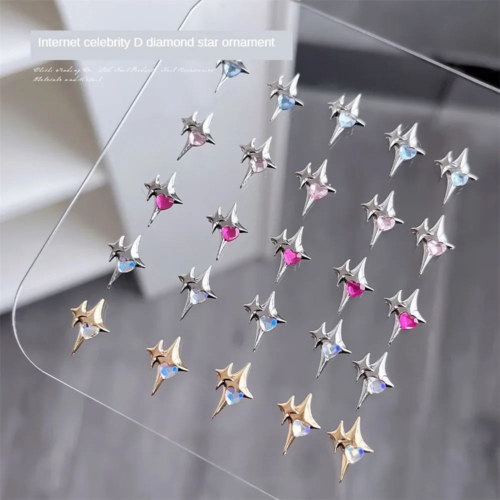 Estrella de la serie Mans para manicura, 1/2/3 piezas, joyería de aleación de oro y plata, decoración de uñas, taladro brillante, diamantes de imitación - imagen 4