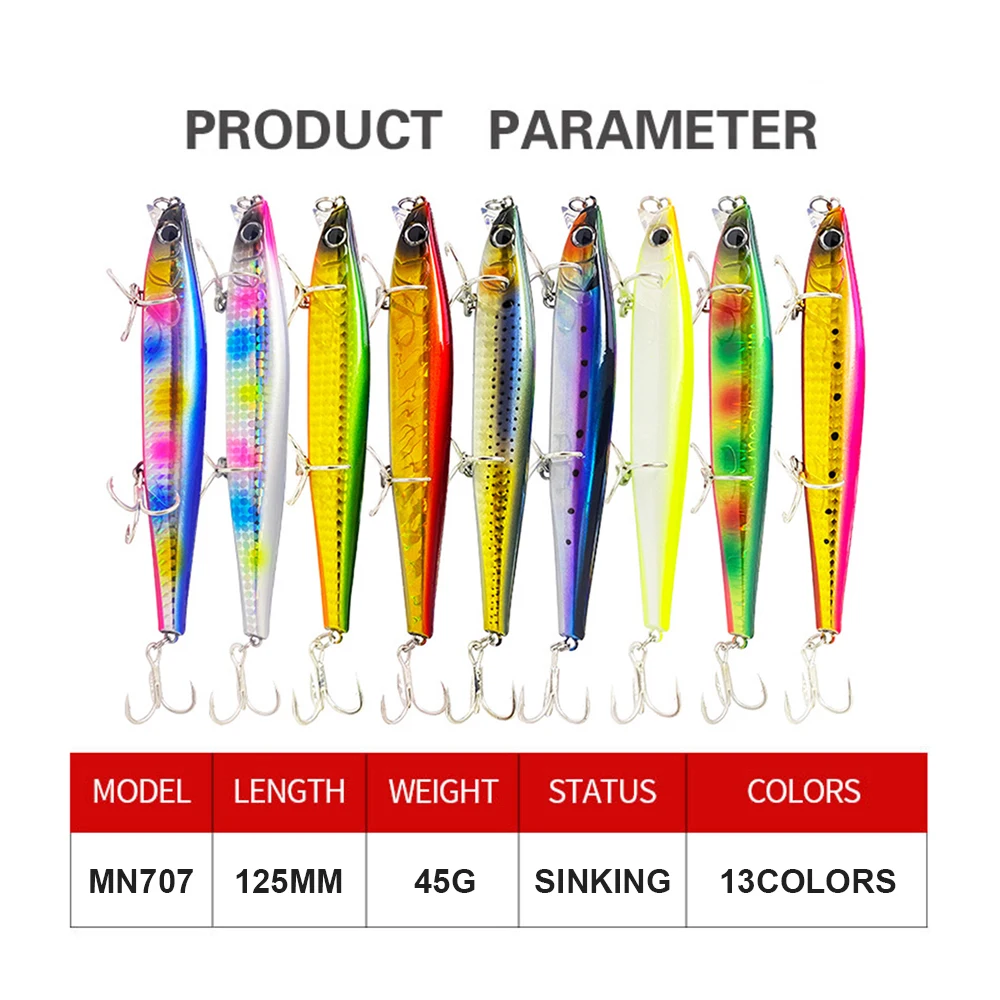 MN707 Wobbler señuelo lubina de fundición larga para pesca deportiva - imagen 2