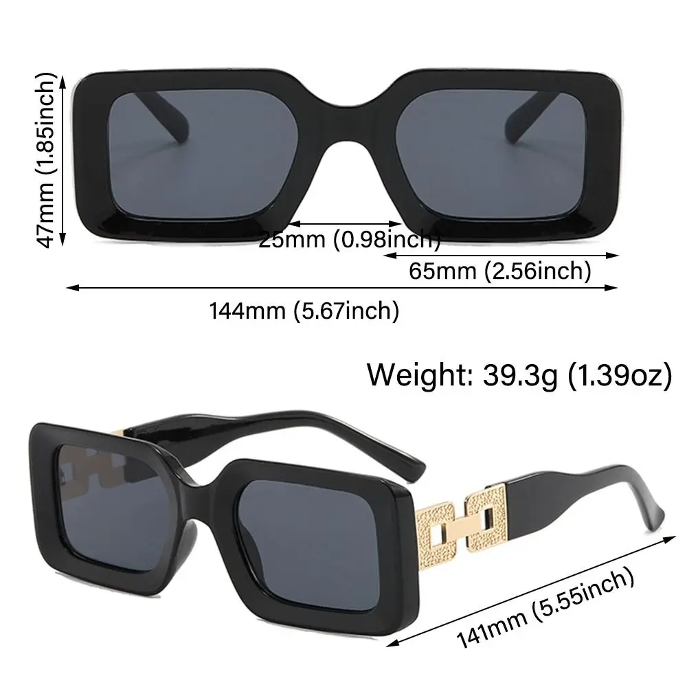 Gafas de sol Retro con protección UV y montura cuadrada para mujer, lentes de sol rectangulares a la moda, color negro, 2023 - imagen 5