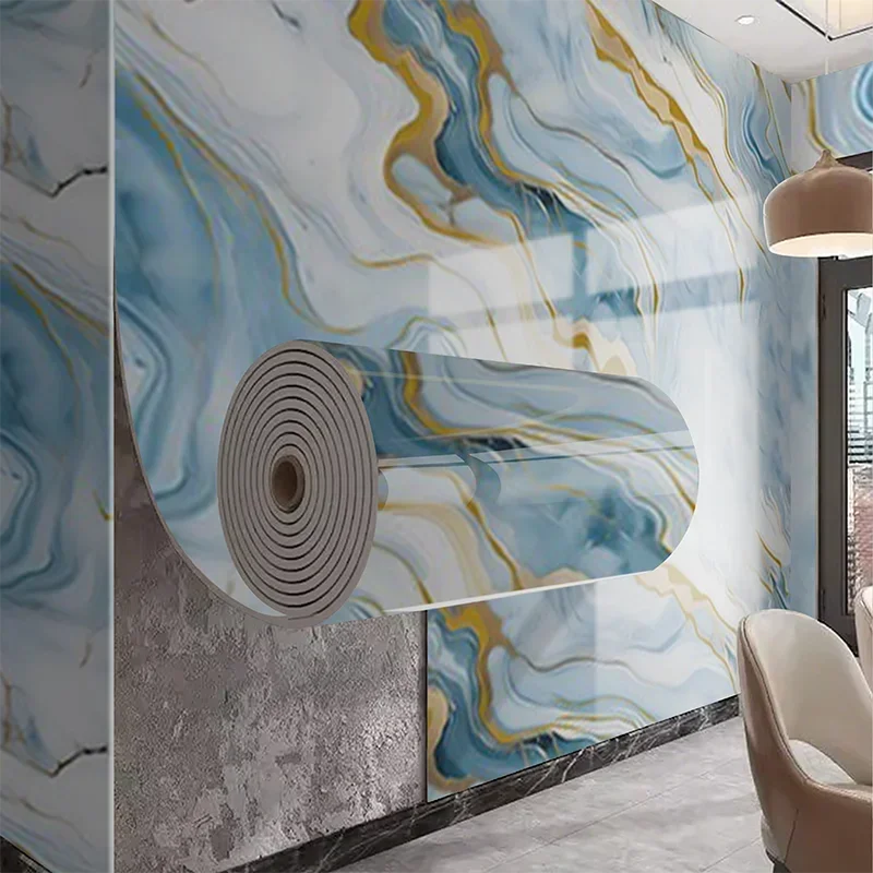 Adhesivo de pared de mármol impermeable y lavable, paneles autoadhesivos, papel tapiz de estilo europeo en la pared para decoración del hogar - imagen 5
